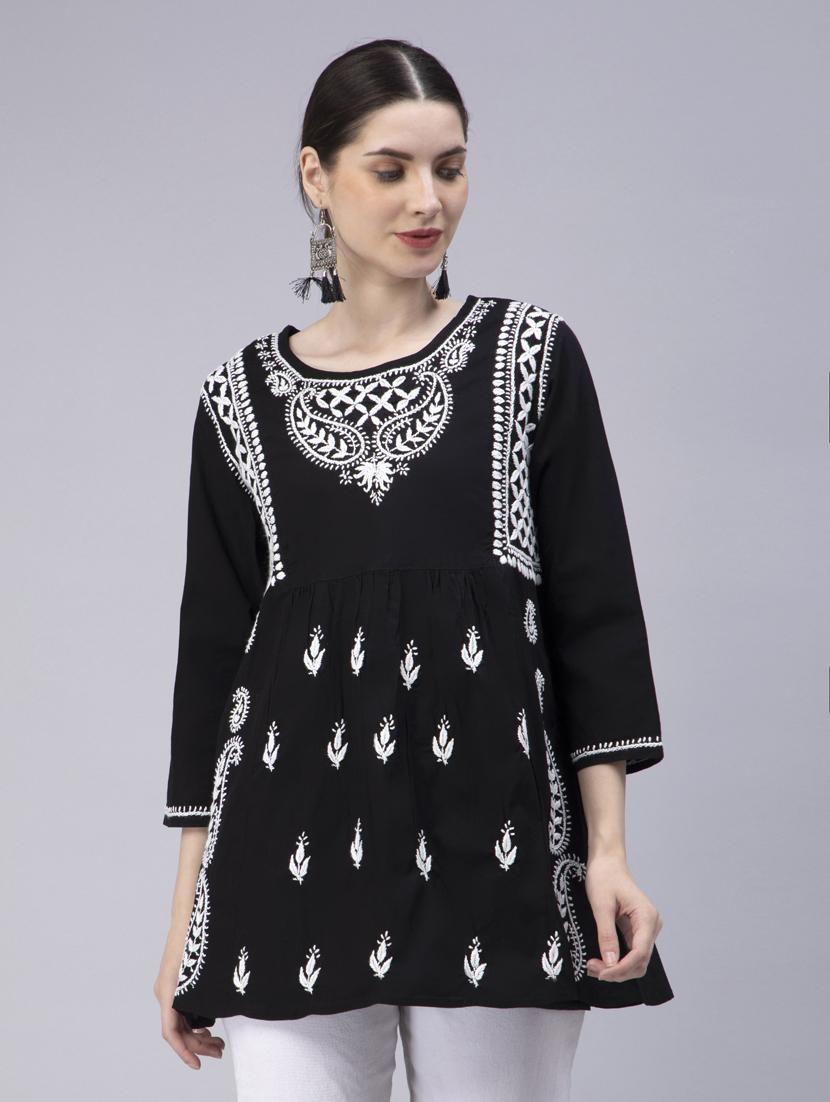 Buy online Chikankari Georgette Short Kurti from Kurta Kurtis for Women by  Seva Chikan for ₹1569 at 32% off | 2024 Limeroad.com