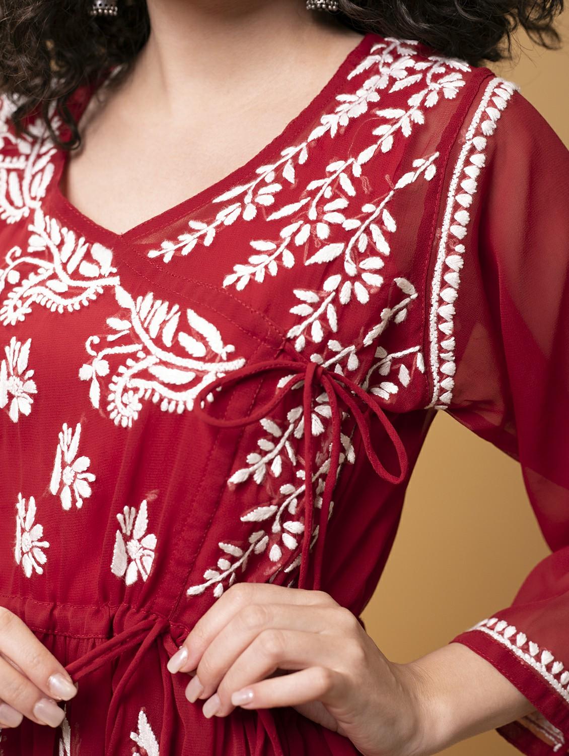 chikankari georgette short kurti - 20012918 - Standard Image - 5