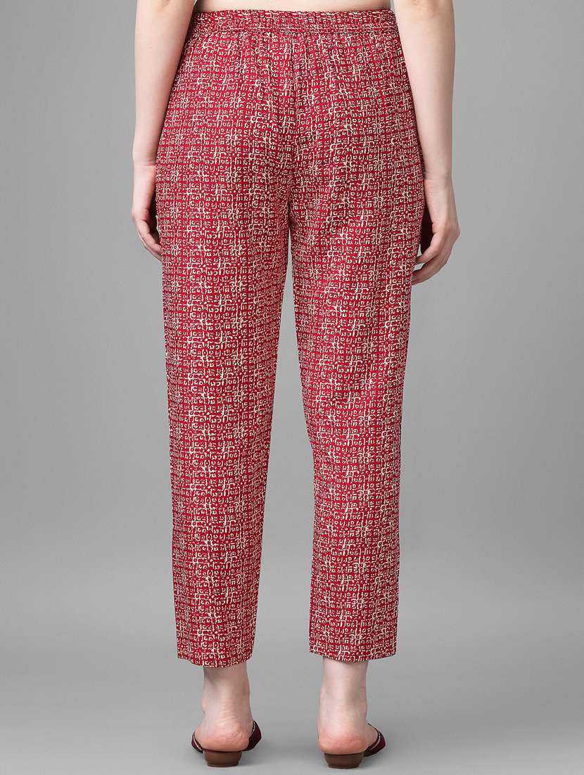 red cotton kurta pant set - 20013023 - Standard Image - 3