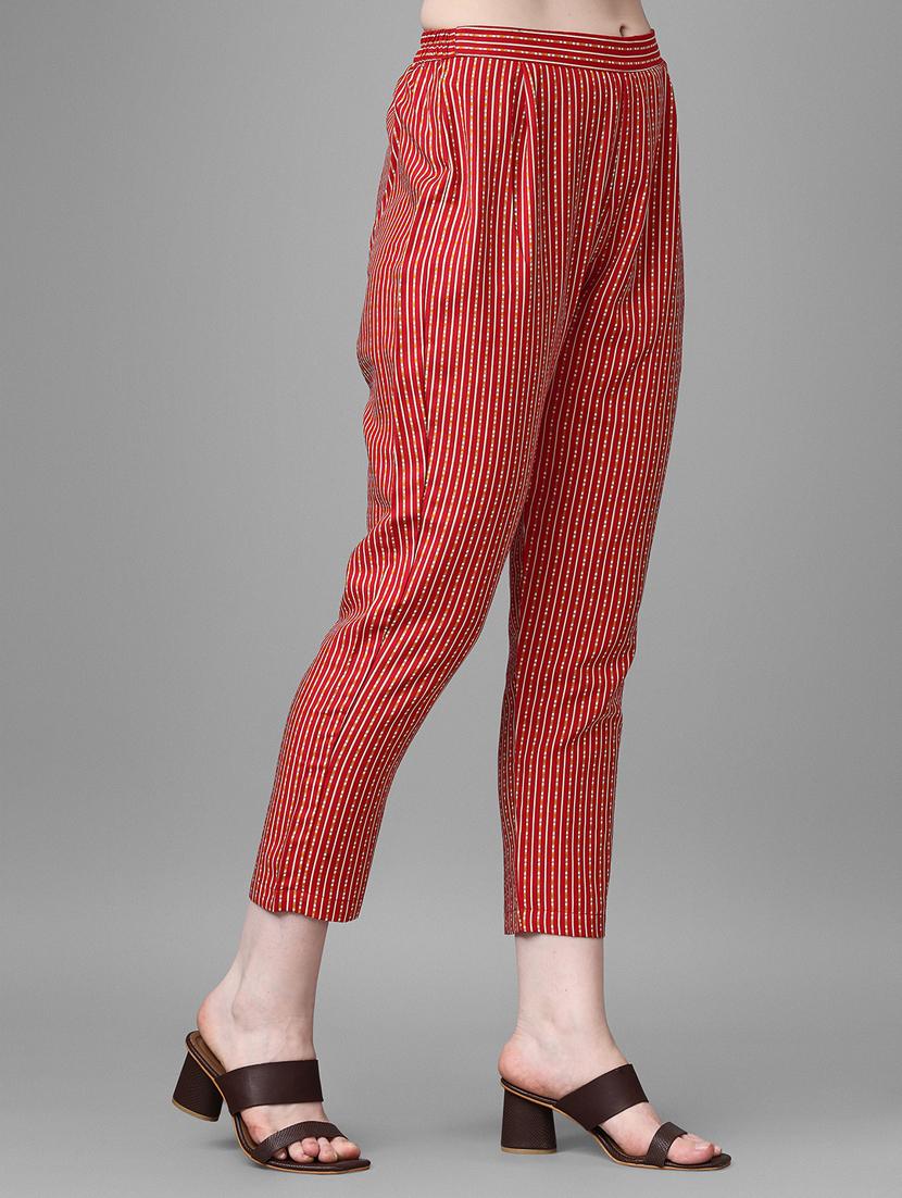 red cotton kurta pant set - 20013025 - Standard Image - 3