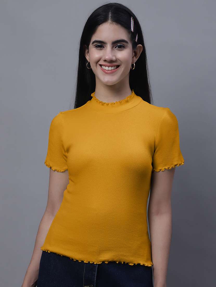 women solid cotton regular top - 20013041 -  Zoom Image - 0