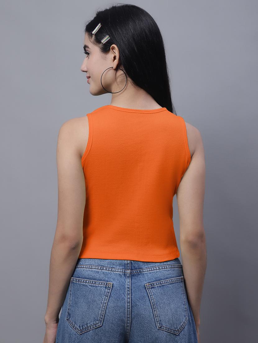 women's crop round neck top - 20013047 - Standard Image - 3