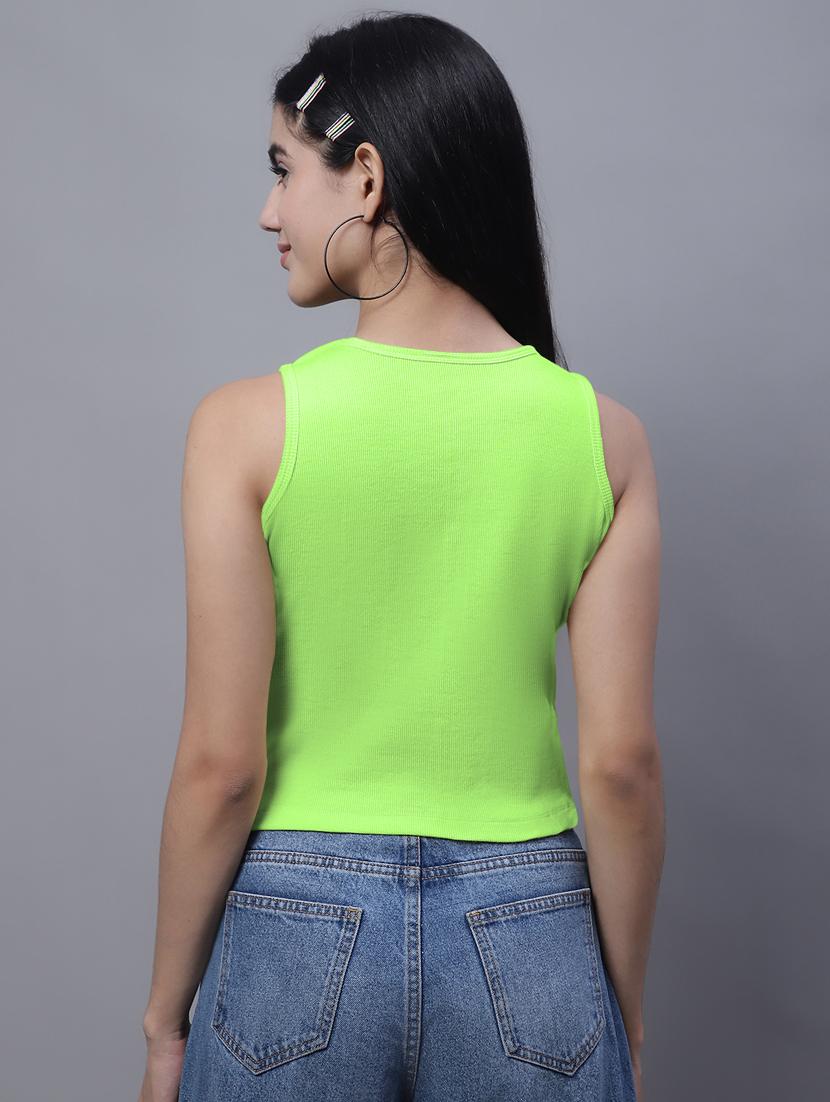 women's crop round neck top - 20013048 - Standard Image - 3