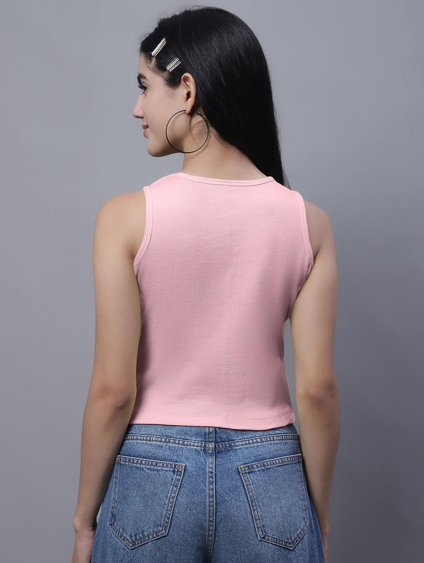 women's crop round neck top - 20013055 - Standard Image - 3