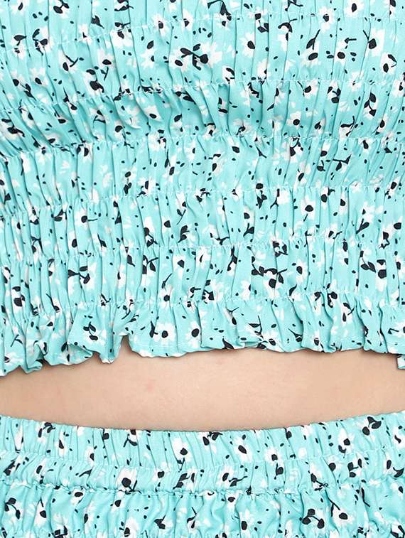 light blue floral print top and skirt co-ord set - 20013475 - Standard Image - 3