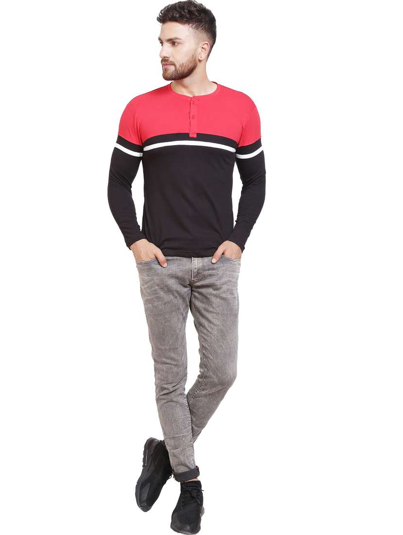 color block long sleeves t-shirt - 20014382 -  Standard Image - 3