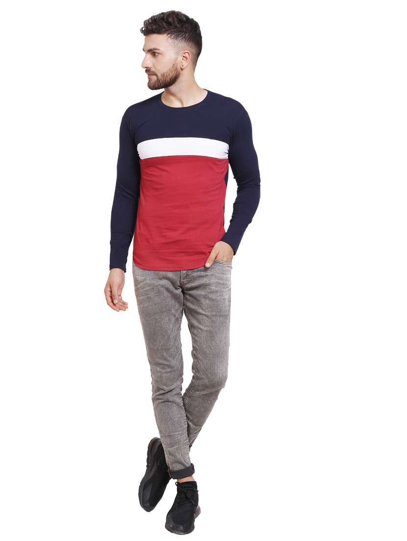 color block long sleeves t-shirt - 20014384 -  Standard Image - 3