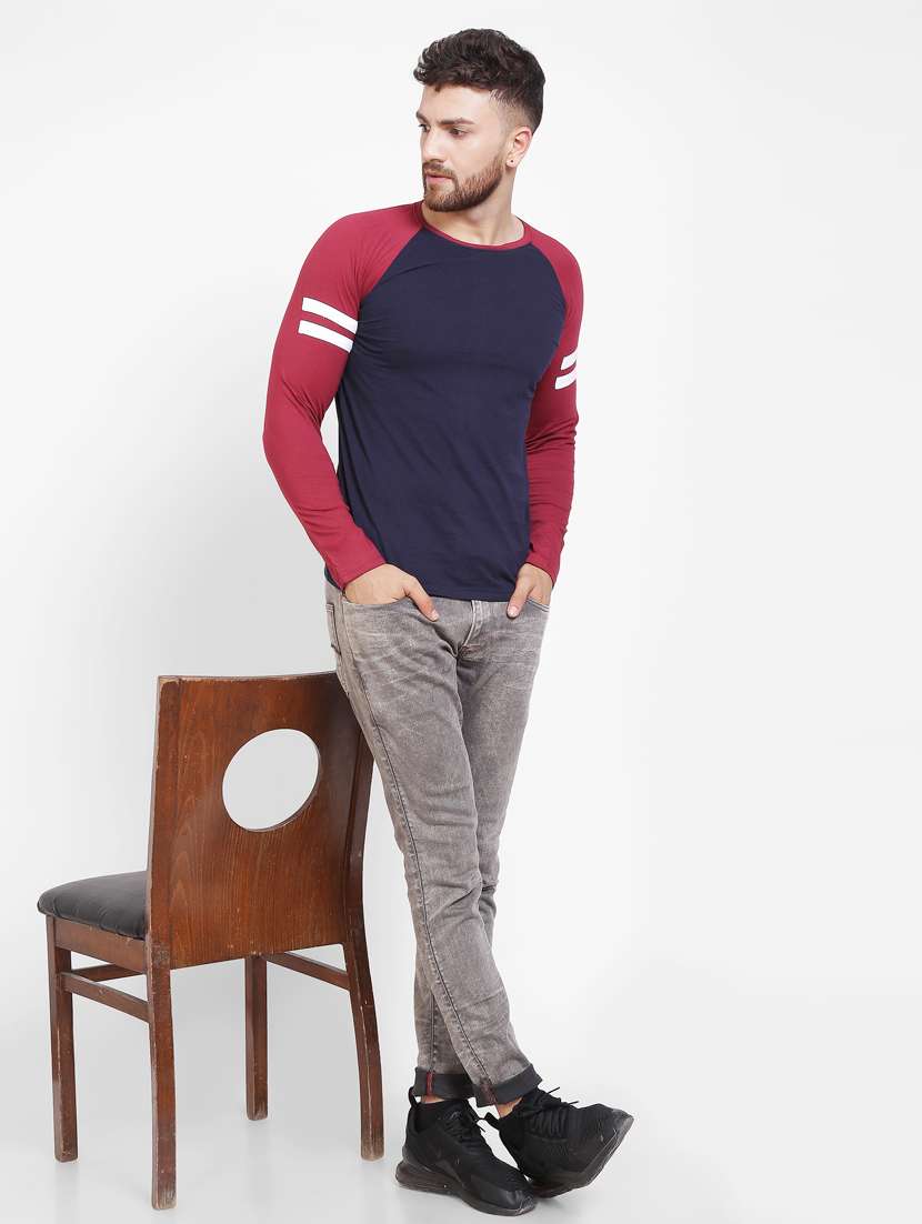 solids round neck ranglan t-shirt - 20014386 -  Standard Image - 3