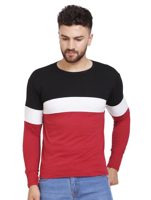 color block long sleeves t-shirt - 20014388 - Standard Image - 0