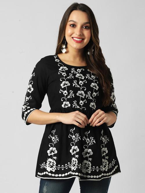 black viscose regular top - 20015383 - Standard Image - 0