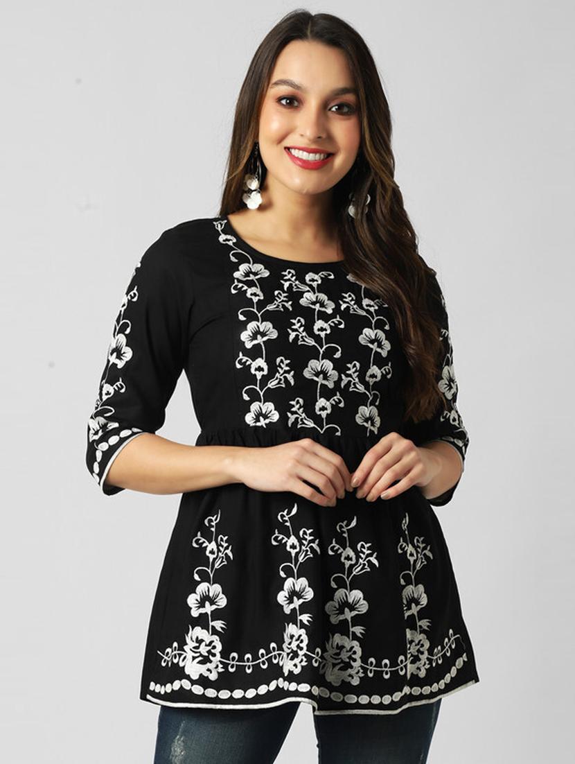 black viscose regular top - 20015383 - Zoom Image - 0