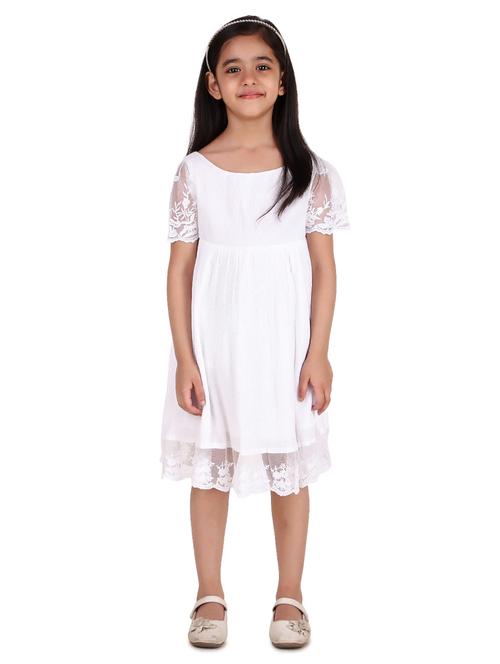 girls round neck short sleeves frock - 20016461 - Standard Image - 0