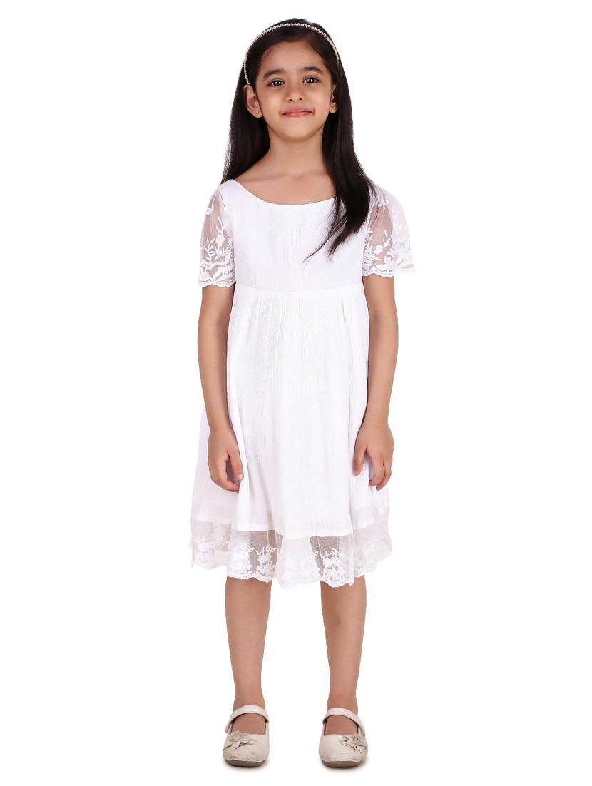 girls round neck short sleeves frock - 20016461 - Zoom Image - 0