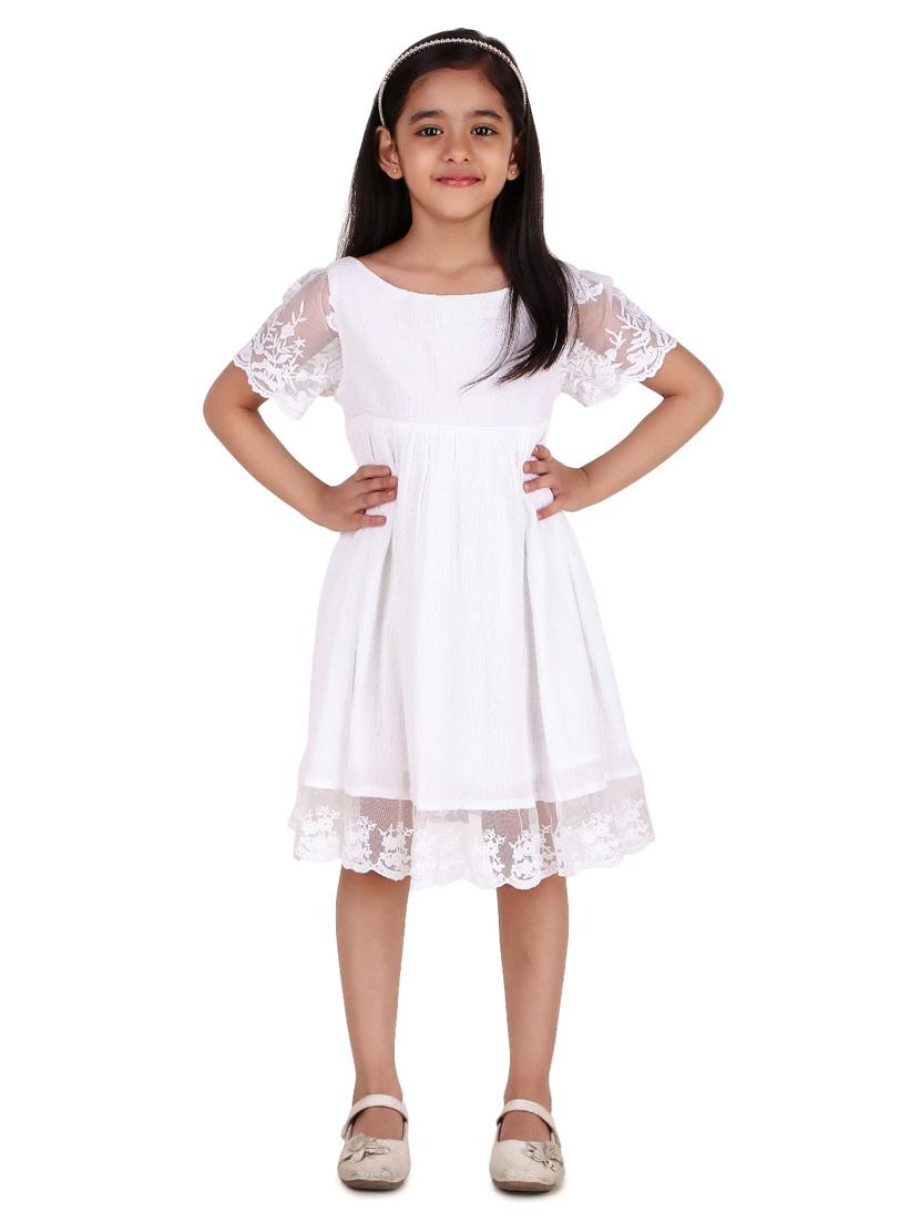 girls round neck short sleeves frock - 20016461 - Standard Image - 3