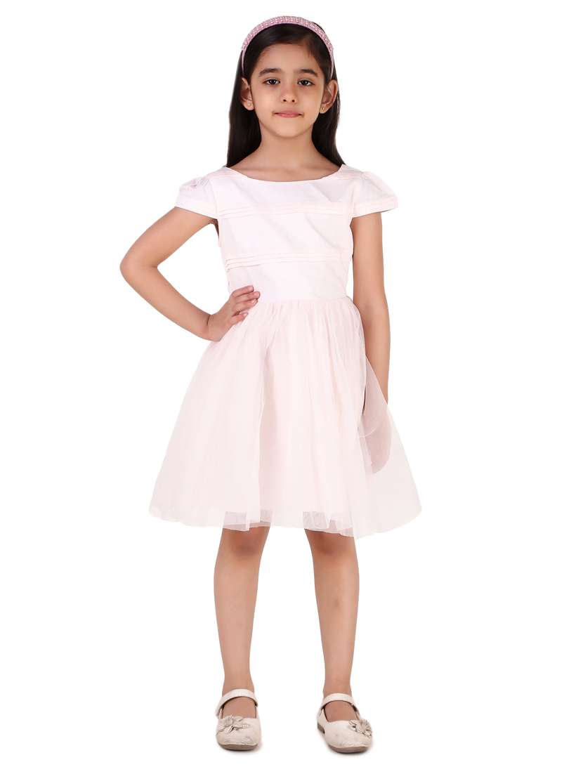 girls round neck cap sleeve frock