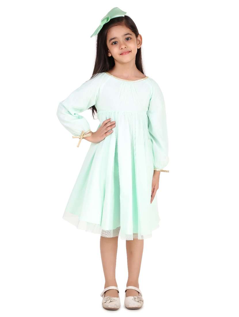 girls round neck long sleeves frock - 20016468 -  Zoom Image - 0
