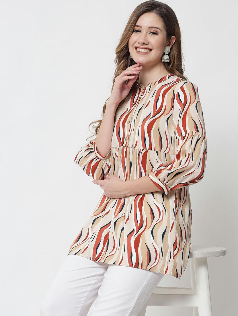 multi color mandarin neck straight kurti - 20016883 - Standard Image - 3