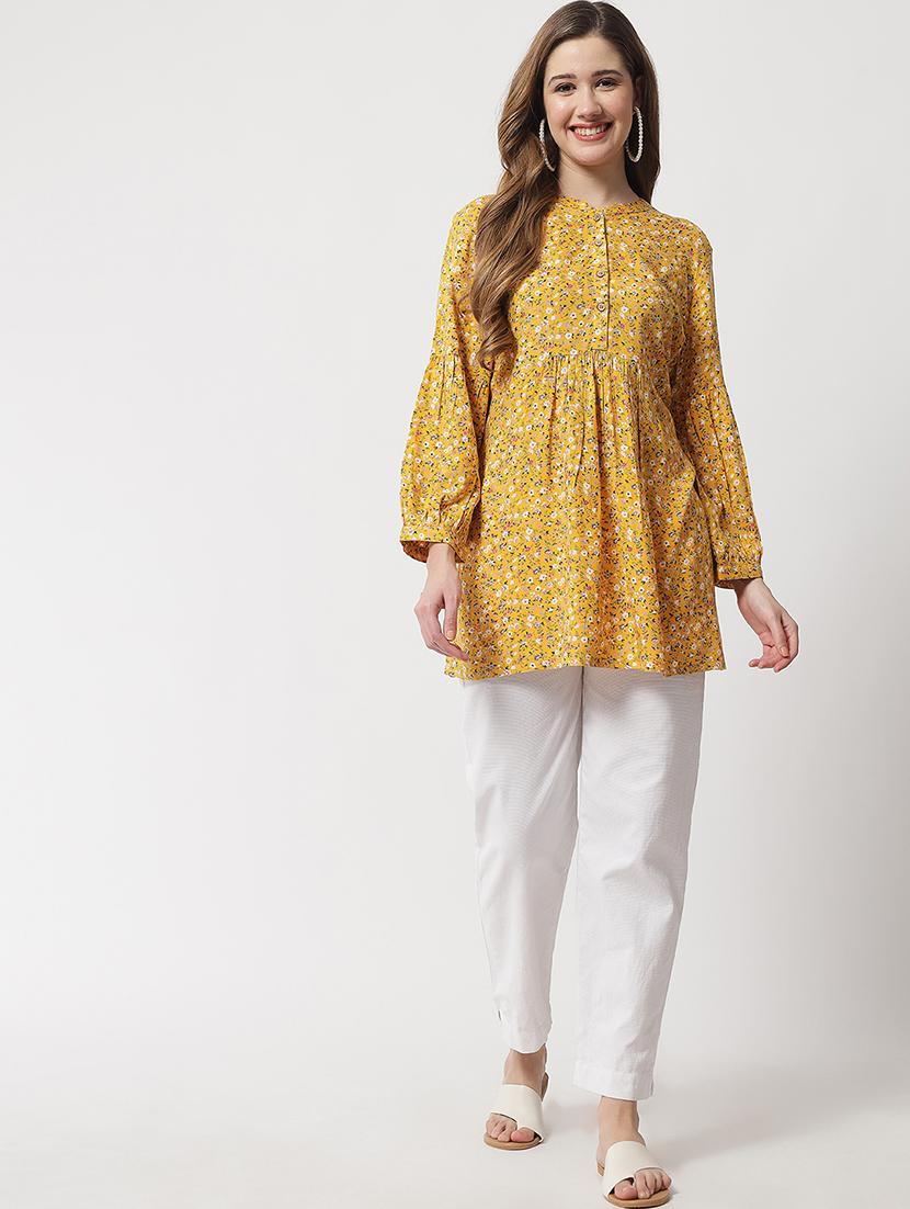mandarin neck a-line kurti - 20016884 - Standard Image - 5