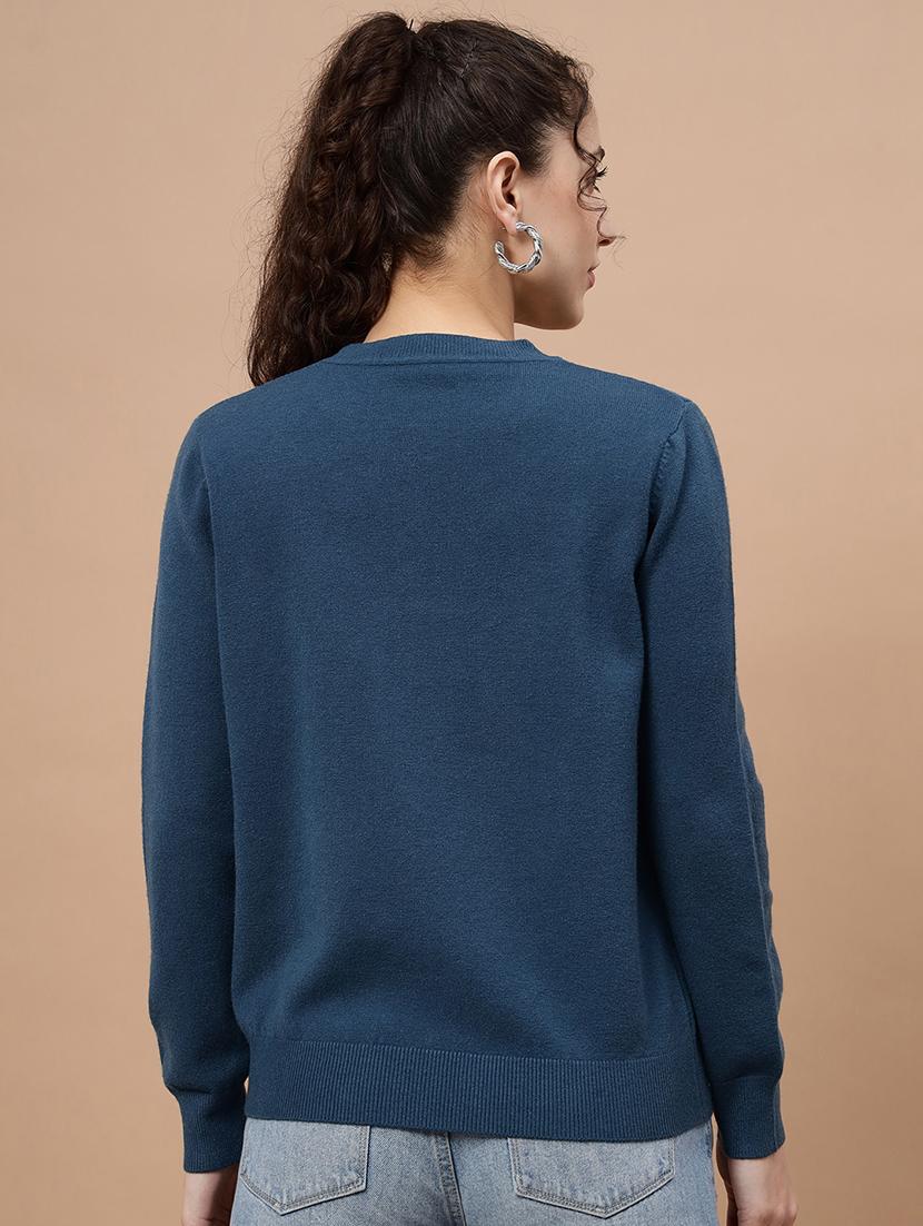 round neck embellished regular pullover - 20017524 - Standard Image - 3