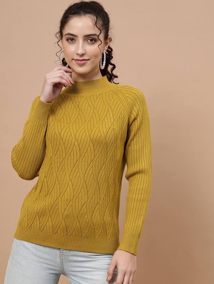 high neck self design regular pullover - 20017527 -  Zoom Image - 0