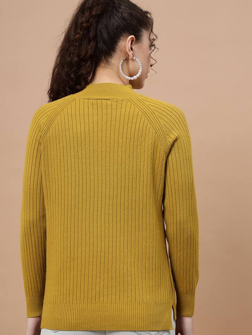 high neck self design regular pullover - 20017527 - Standard Image - 3