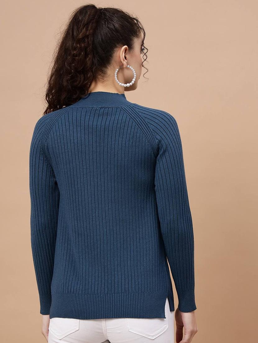 high neck self design regular pullover - 20017528 - Standard Image - 3