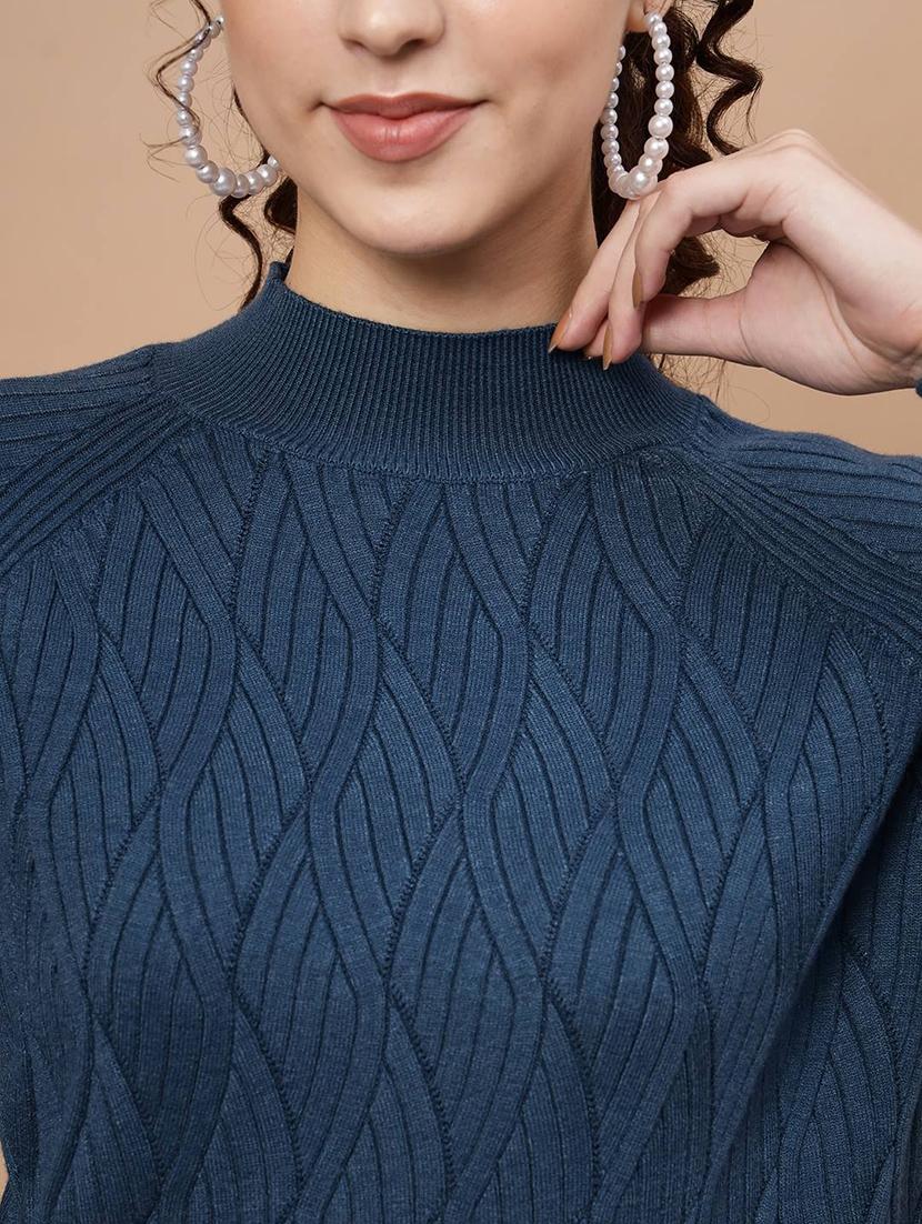 high neck self design regular pullover - 20017528 - Standard Image - 5