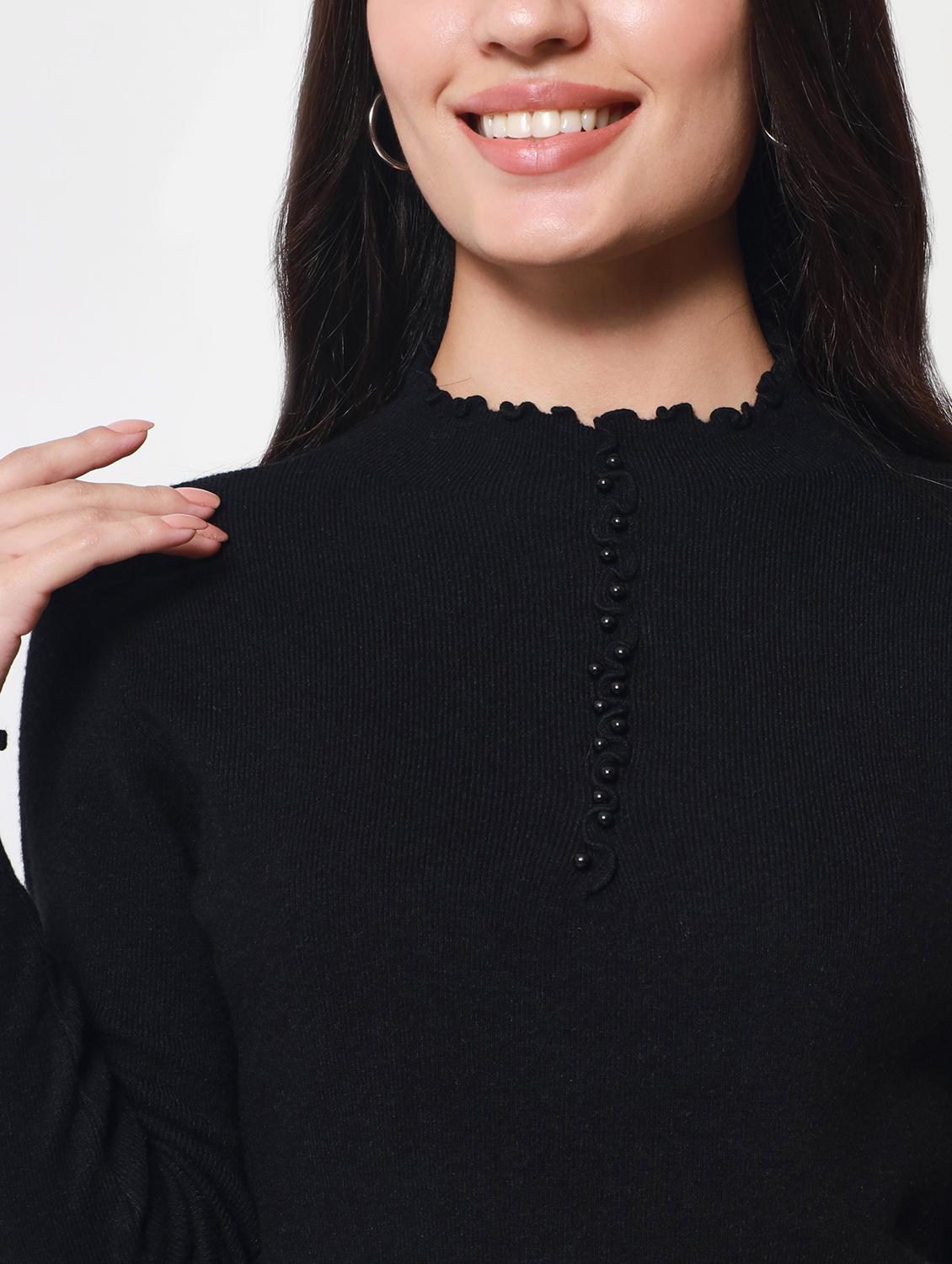 high neck solid regular pullover - 20017529 - Standard Image - 5