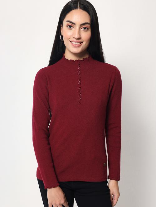high neck solid regular pullover - 20017531 -  Standard Image - 0