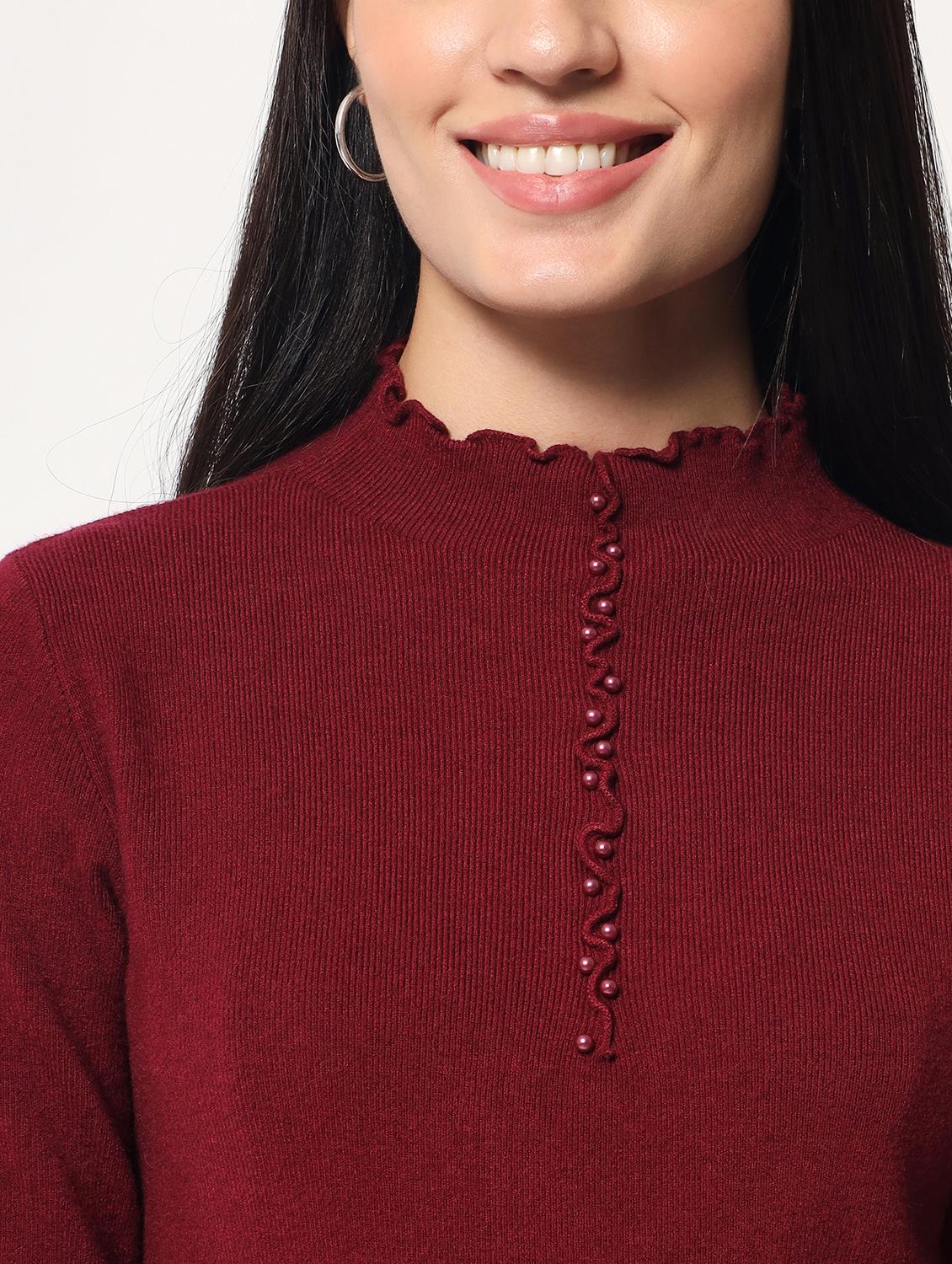high neck solid regular pullover - 20017531 - Standard Image - 5