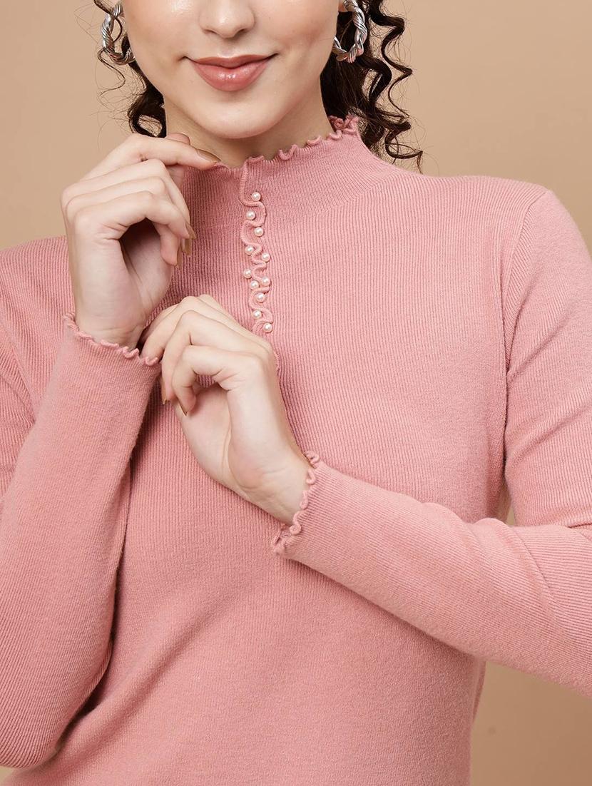 high neck solid regular pullover - 20017532 - Standard Image - 5