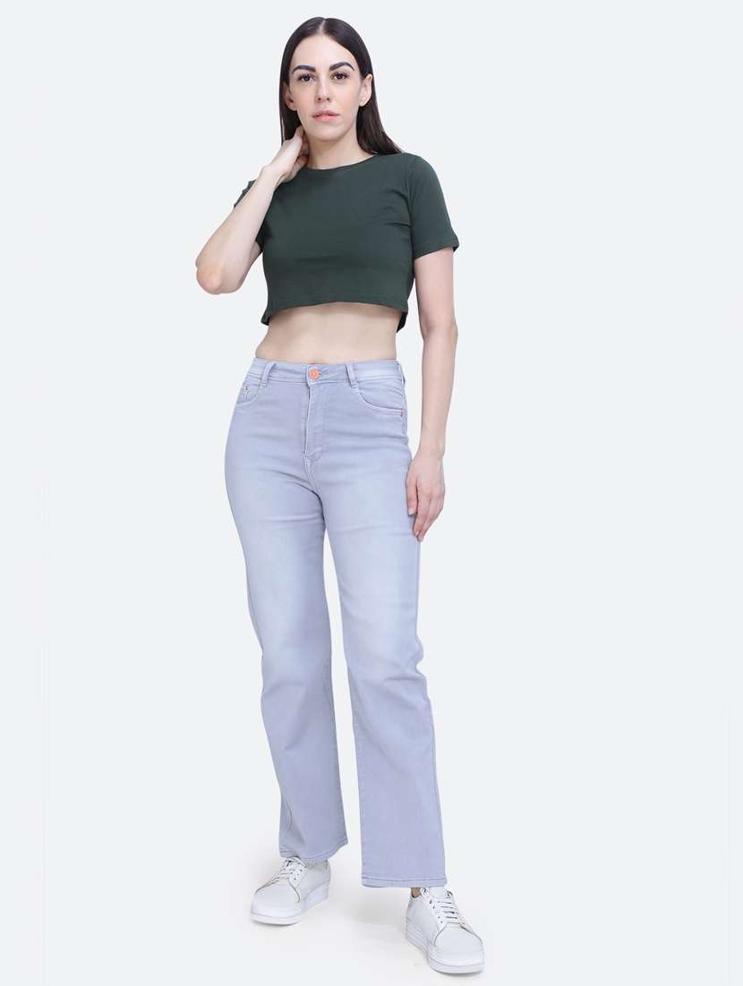 women's plain straight fit jeans - 20017566 - Standard Image - 3