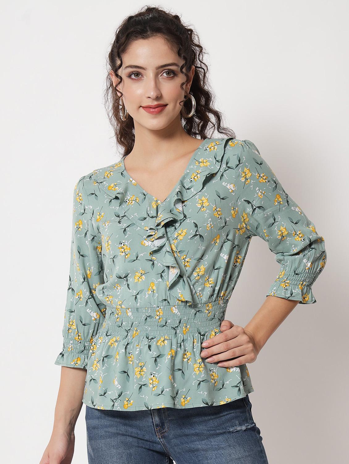 v-neck printed regular top - 20017801 -  Zoom Image - 0