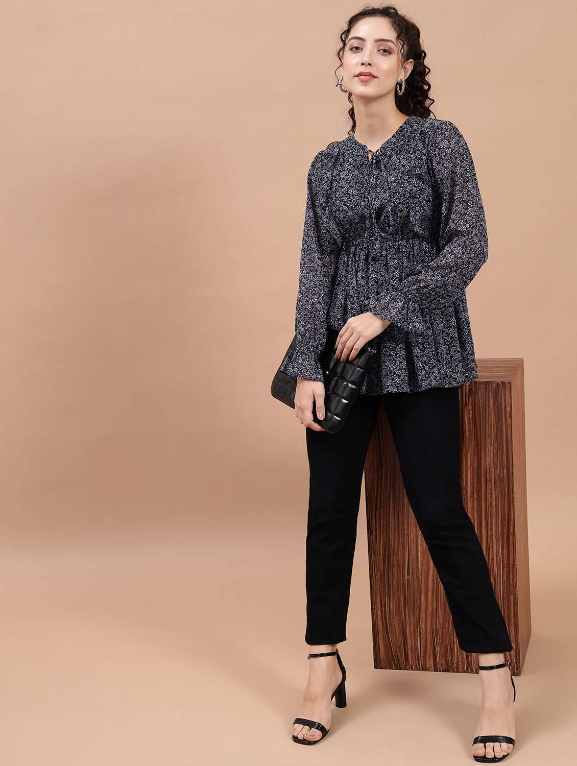 blue georgette regular top - 20017816 -  Standard Image - 3