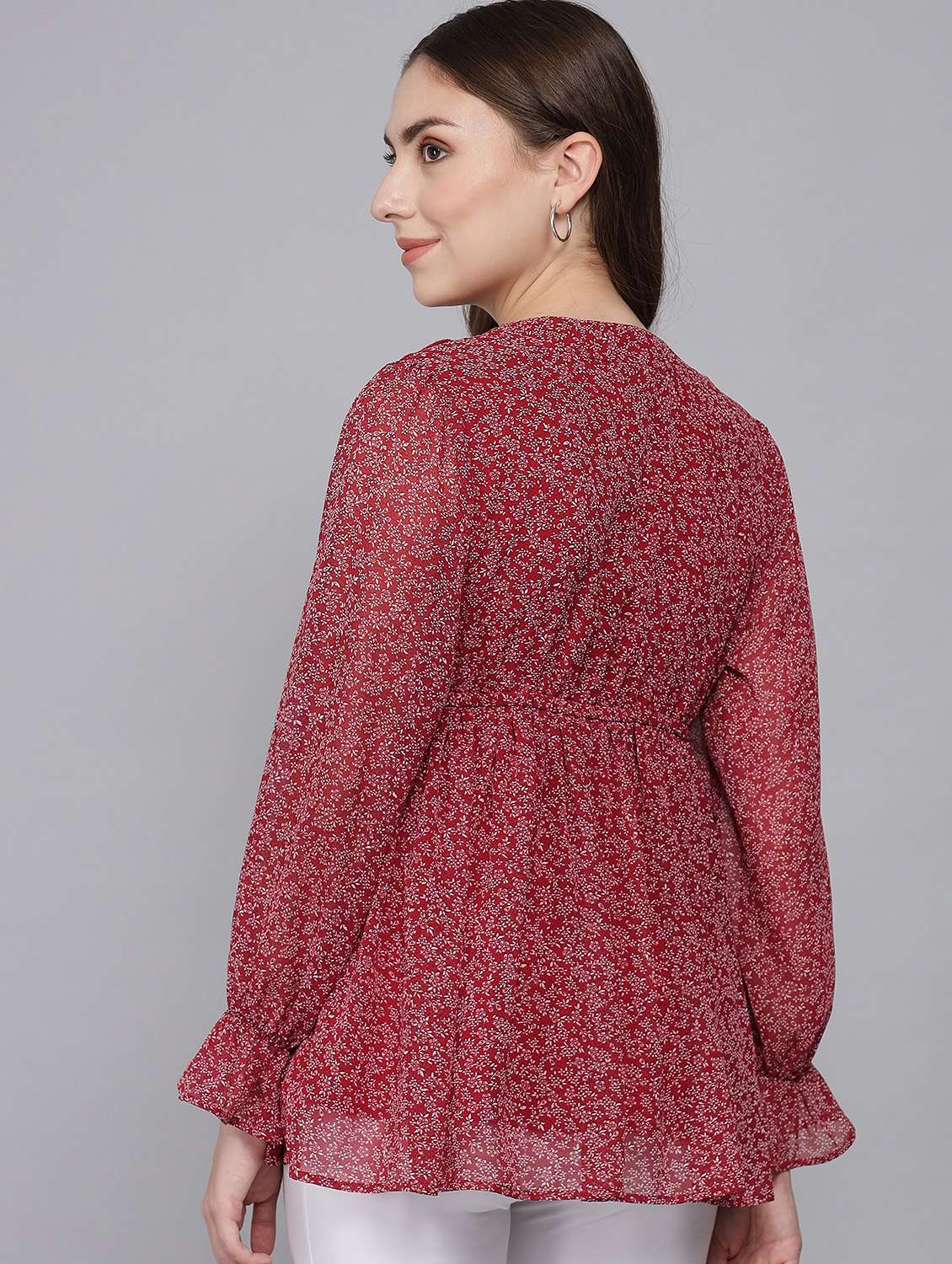 red georgette regular top - 20017817 -  Standard Image - 3