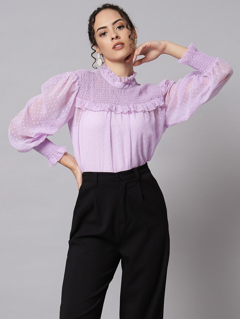 purple georgette regular top - 20017822 -  Zoom Image - 0