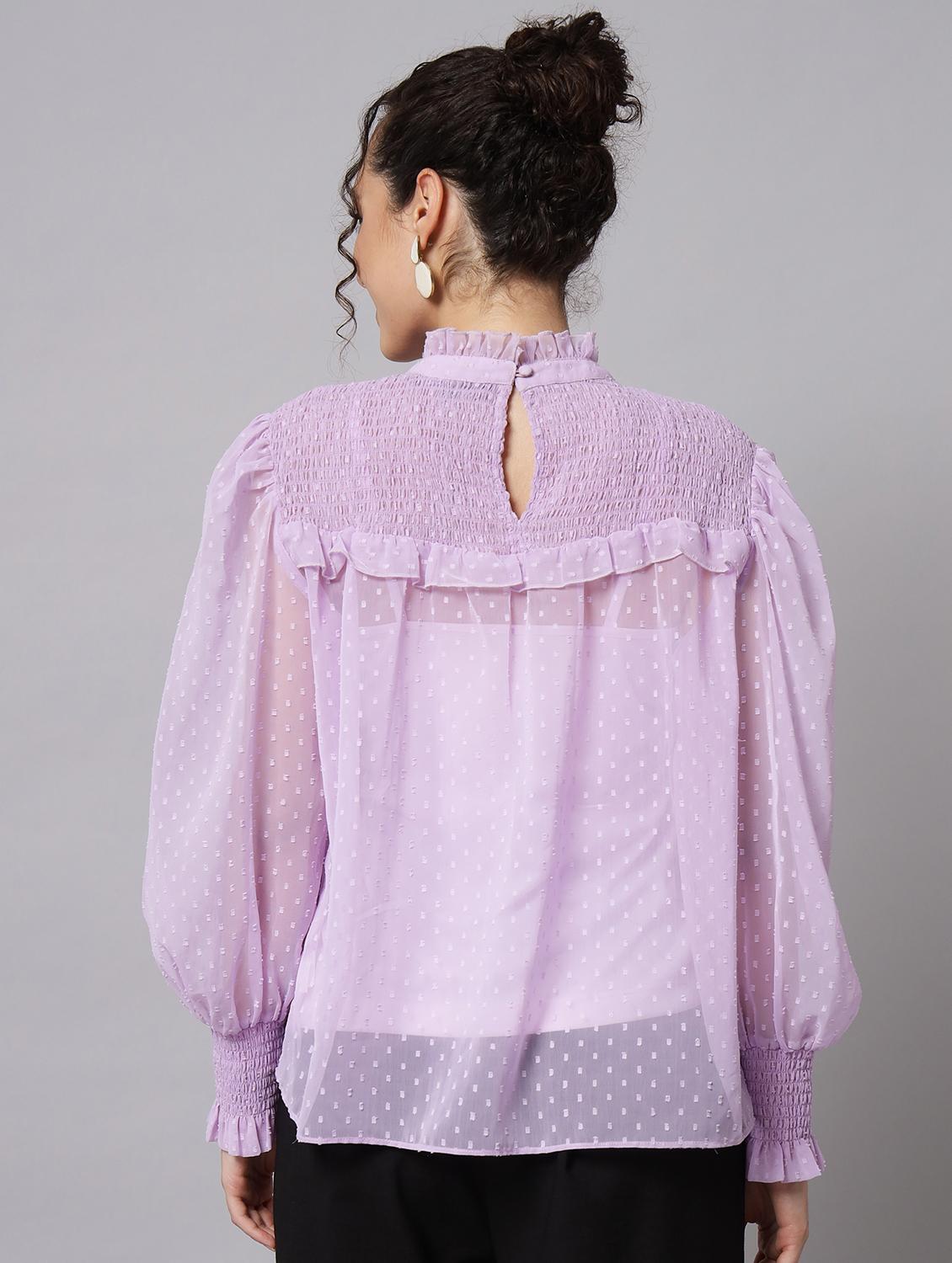 purple georgette regular top - 20017822 - Standard Image - 3
