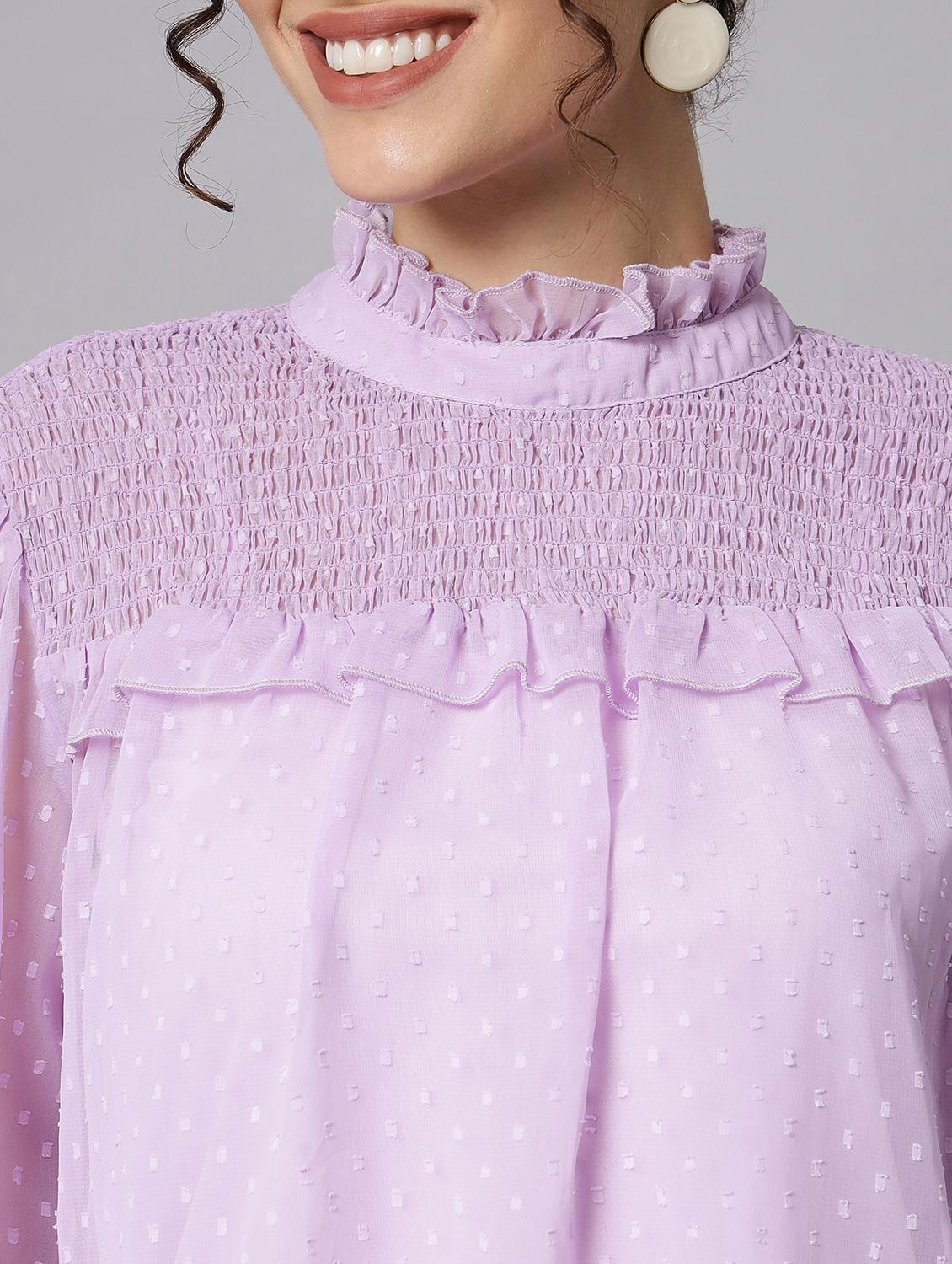 purple georgette regular top - 20017822 - Standard Image - 5