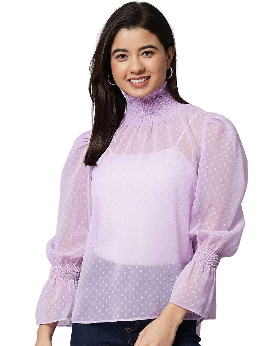 purple georgette regular top - 20017824 - Standard Image - 3