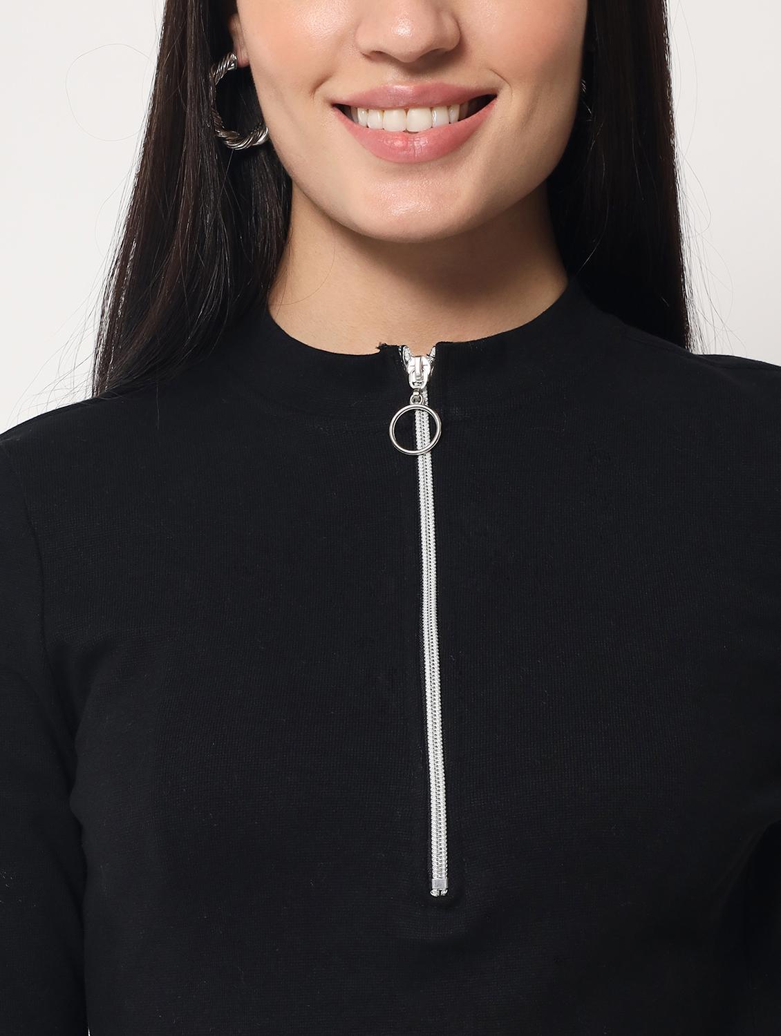black cotton blend regular top - 20017851 - Standard Image - 5