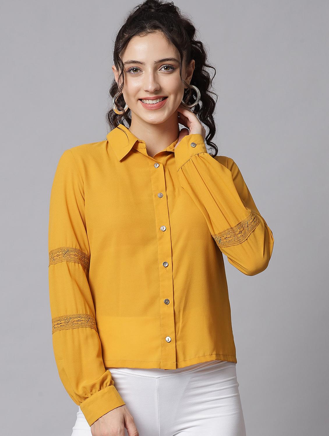 mustard crepe shirt - 20017950 - Zoom Image - 0