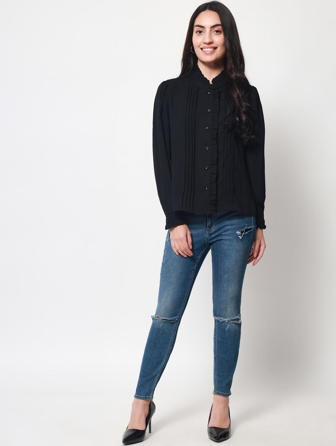 black solid shirt - 20017954 - Standard Image - 5