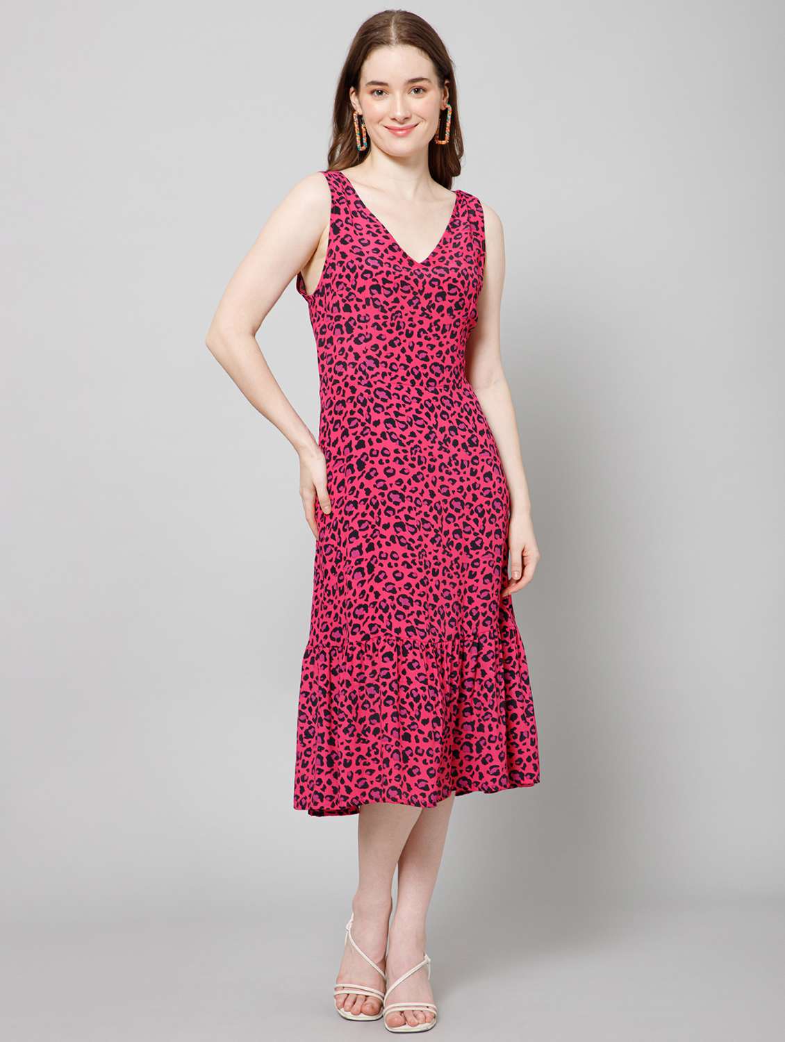 women's tiered dress printed dress