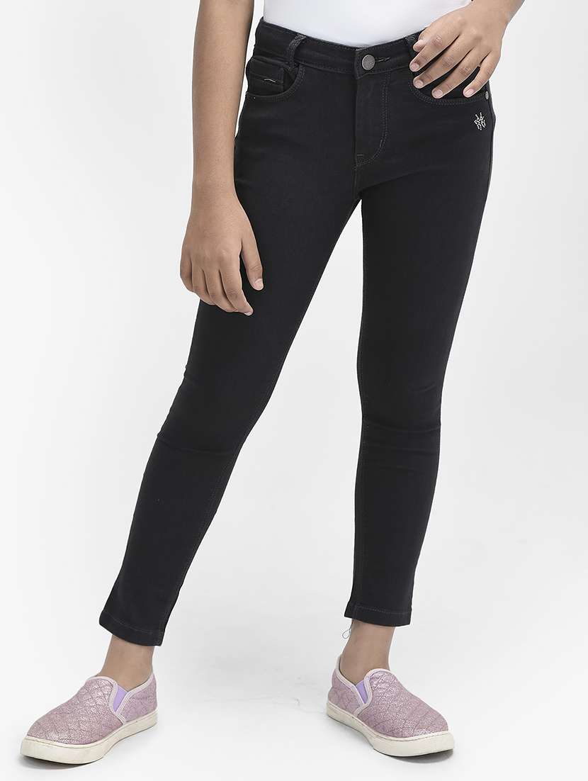 girls mid rise plain jean