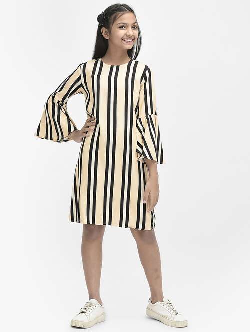 girls round neck bell sleeve frock - 20018556 - Standard Image - 0