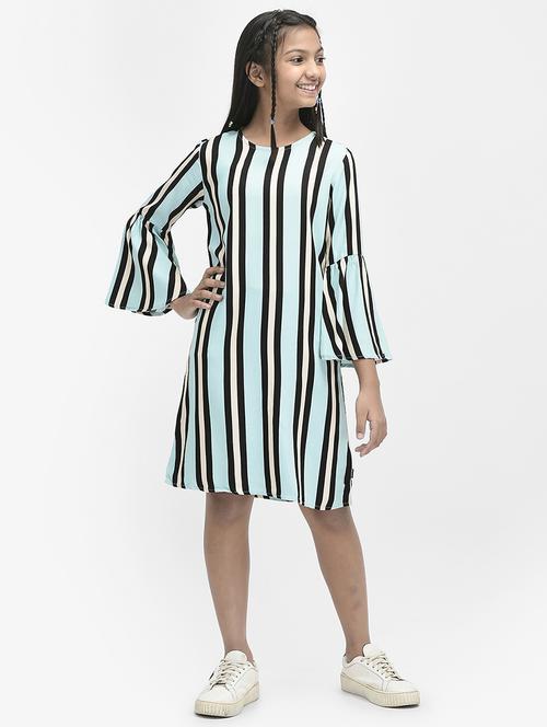 girls light blue round neck bell sleeve dress - 20018557 - Standard Image - 0