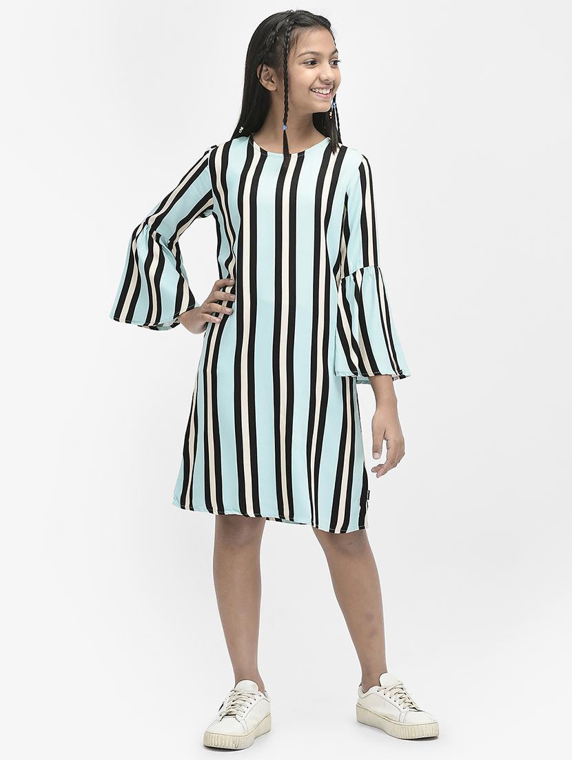 girls light blue round neck bell sleeve dress - 20018557 - Zoom Image - 0