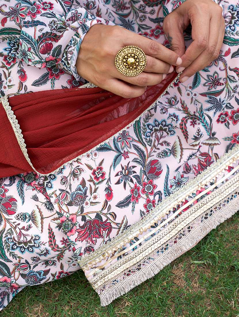 beige kurta palazzo set with dupatta - 20018576 -  Standard Image - 3