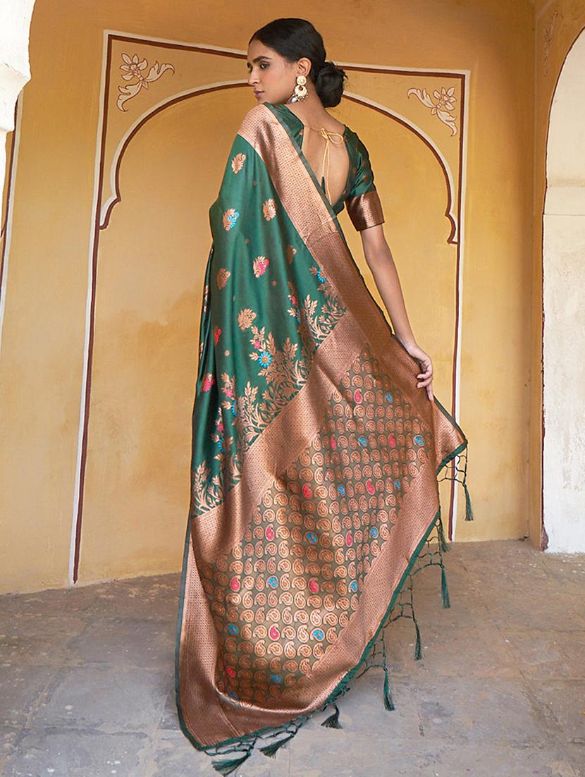 women's banarasi saree with blouse - 20018664 - Standard Image - 3