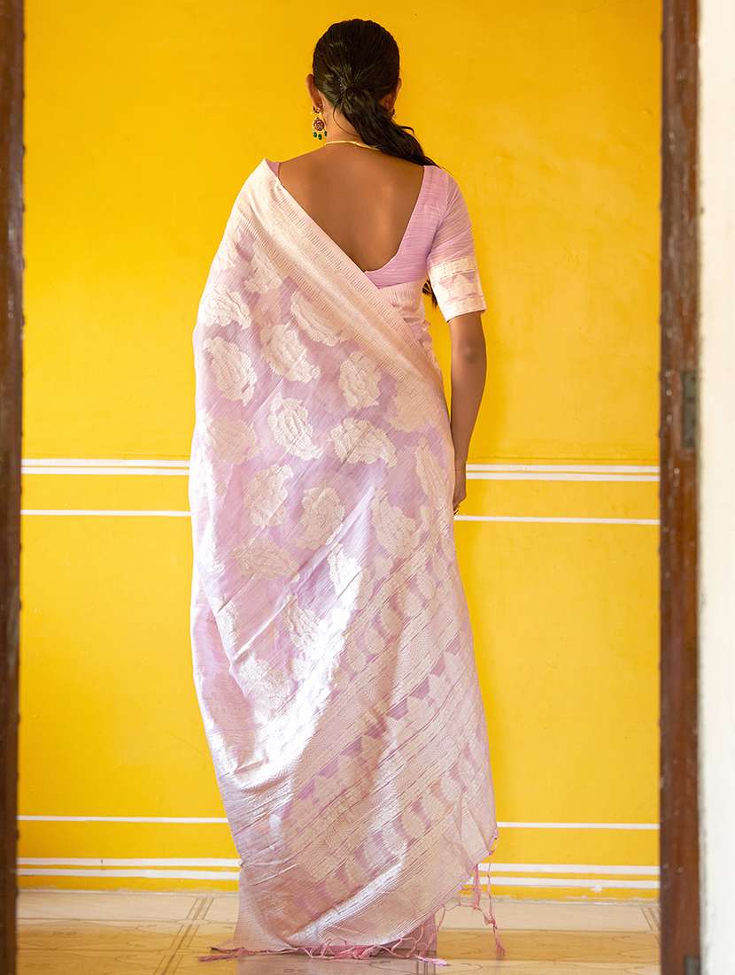 women's self design rosewater colored saree with blouse - 20018680 -  Standard Image - 3